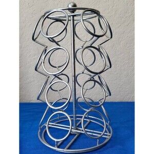 Chrome Spinning K-Cup Pod Carousel - Holds 24 Coffee Cups